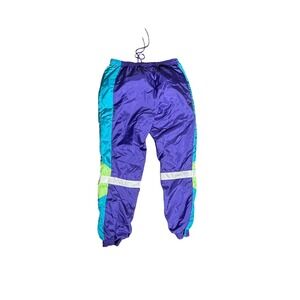 Vintage Adidas Colorblock Track Pants Purple Teal Green 90s Retro Size M/L